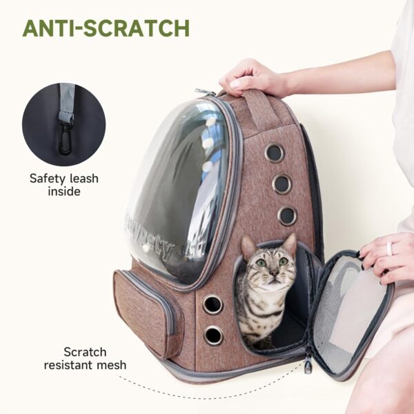 Cat Backpack Carrier, Breathable Cat Carrier Large Space Bubble Pet Backpack for Kitty Small Dog up to 15lbs, Transparent & Foldable Pet Carrier for Travel Hiking - Image 5