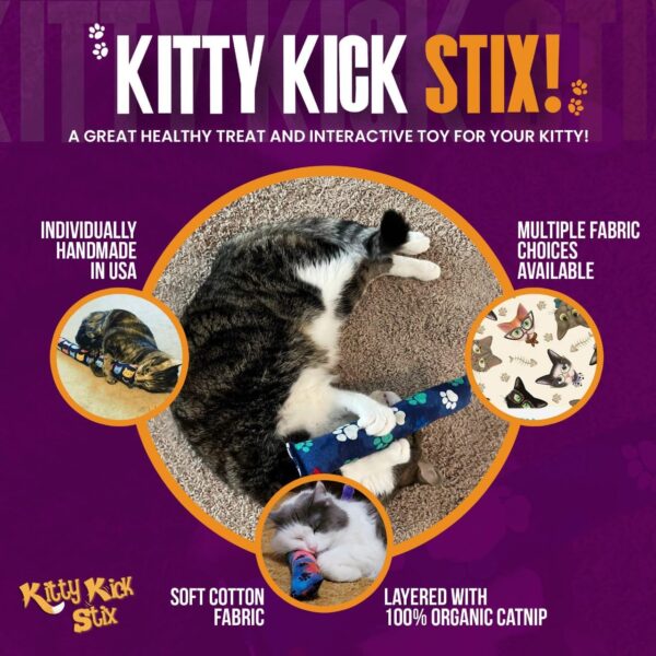 Kitty Kick Stix 11" Original Catnip Kicker Toy (Set of 2), Handmade in USA by Cat Lovers, Interactive Natural Cat & Kitten Toy, Packed with 100% Potent Catnip for All Breeds - Image 4