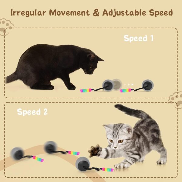 Interactive Cat Toys for Indoor Cats, DIY 5 in 1 Automatic Moving Cat Ball Toys/Puppies Toys with LED Rainbow Lights, Smart Sounds&Touch Control Cat Toys,USB Rechargeable (Grey) - Image 2