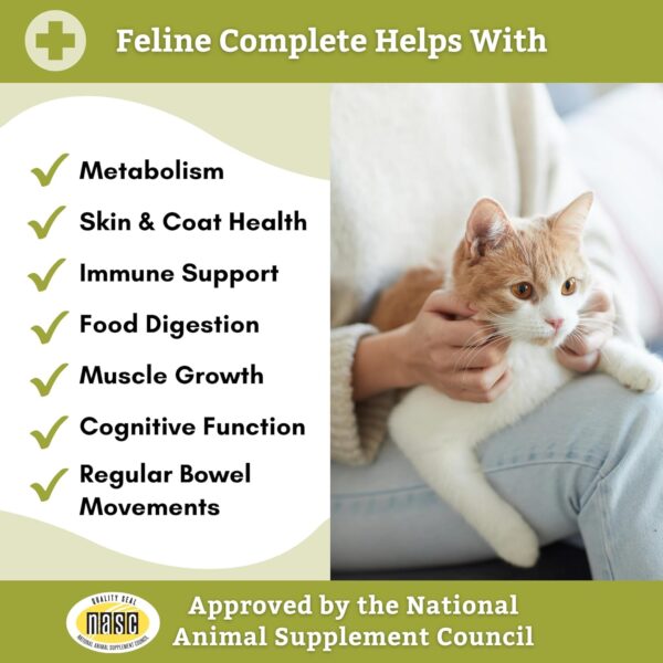 Wholistic Pet Organics Feline Complete: Cat Multivitamins Powder - 8 oz - Cat Probiotics for Indoor Cats - Immune Support Supplement for Cats - Essential Vitamins and Supplement for Cats Skin & Coat - Image 3