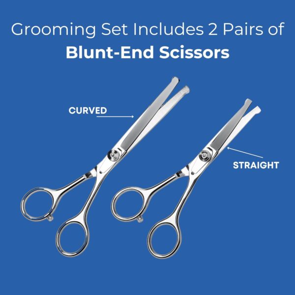 Pet Grooming Scissors Set With Round Tips For Dogs & Cats - Professional Grade Shears Safely Cut Through Dog or Cat Hair - Fur Trimming Made Easy - (Set of 2) - Image 5