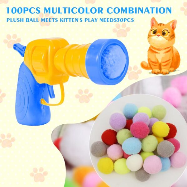 Cat Toys Interactive for Indoor Cats with Interactive Launchers Kitty Toys Cat Toys for Indoor Cats Self Play Cat Ball Toy Pom Pom Balls Puff Balls 100 Balls Cat Enrichment Toys - Image 4