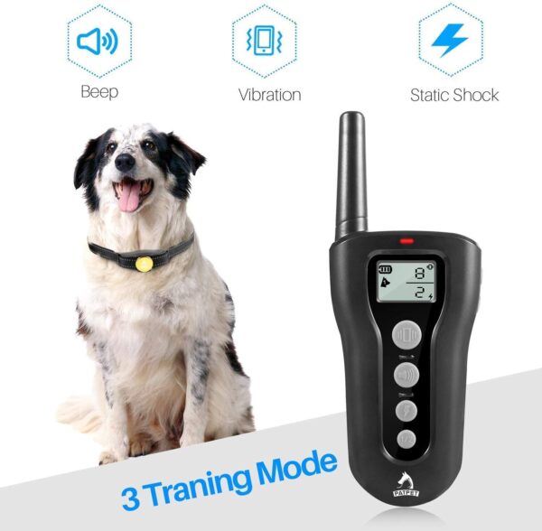 PATPET Dog Training Collar - Rechargeable Dog Training Collar with Remote for Medium Large Dogs 1000Ft Remote Range 3 Training Modes IPX7 Waterproof Black - Image 2