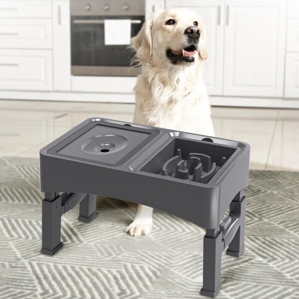 UPSKY 2-in-1 Elevated Dog Bowls Slow Feeder, 4 Height Adjustable Raised Dog Bowl Stand No Spill Dog Water Bowl Dispenser, Anti-Slip Dog Food and Water Bowl for Small Medium Dog - Image 8