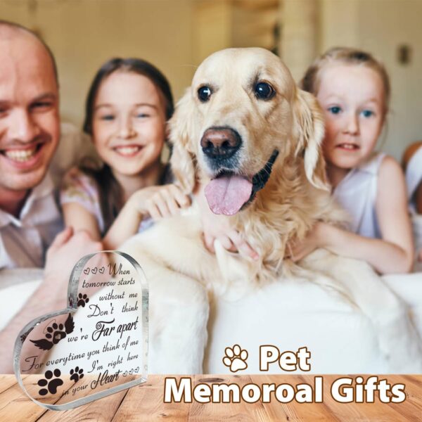 Pet Memorial Gifts Bereavement Remembrance Gifts for Loss of Dog Cat Sympathy Condolence Gifts Heart Shaped Crystal Acrylic Sign When Tomorrow Starts without Me Plaque for Table Desk Decor - Image 5