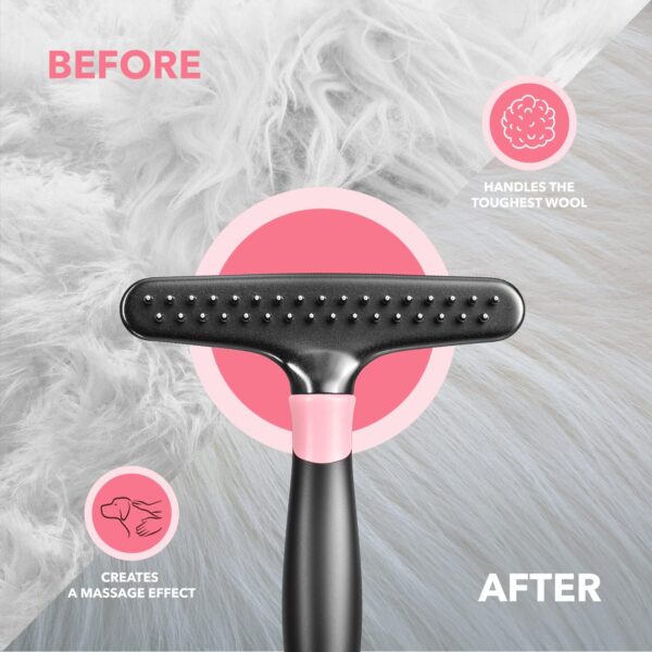 Dog rake deshedding dematting Brush Comb - Undercoat rake for Dogs, Cats, matted, Short,Long Hair Coats - Brush for Shedding, Double Row Stainless Steel pins - Reduce Shedding by 90% (Pink) - Image 6