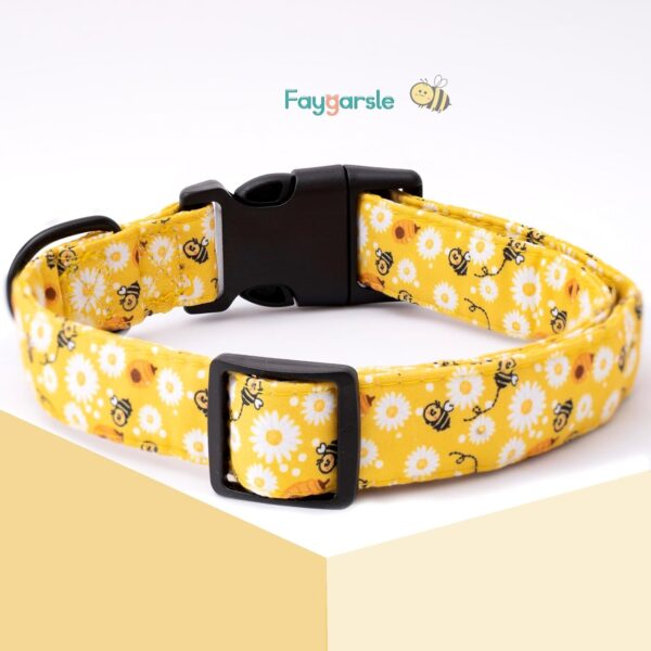 Faygarsle Dog Collar for Small Medium Large Dogs Yellow Puppy Collars for Female Dogs Floral Bee Daisy Patterned Pet Collars for Summer Spring Wedding Puppy Girl Dog Collar L - Image 3