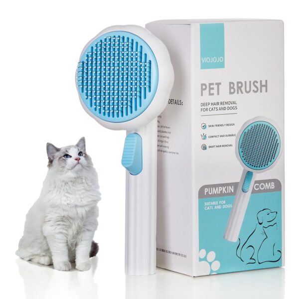 Cat Brush Dog Brush with Release Button for Shedding, Self Cleaning Cat Comb Hair Brush for Indoor Cats, Dog Deshedding Brush Grooming Kit, Pet Supplies Hair Remover Tool