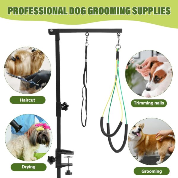 Dog Grooming Arm with Pet Grooming Hammock, getlstub 35" Pet Grooming Table Arm with Adjustable No Sit Haunch Holders, Dog Grooming Stand with Loop Noose for Small and Medium Pets - Image 8