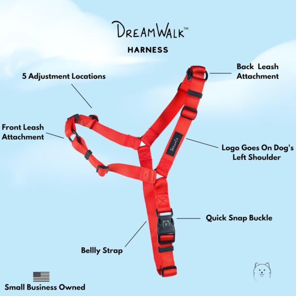 ShawnCo Dream Walk No-Pull Dog Harness- Adjustable, Comfortable, Easy to Use Pet Halter to Help Stop Pulling for Small, Medium and Large Dogs (Mustang Red, M) - Image 2