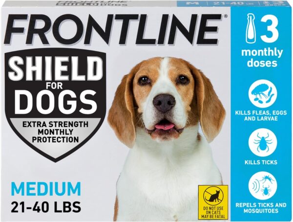 FRONTLINE Shield Flea & Tick Treatment for Medium Dogs 21-40 lbs., Count of 3