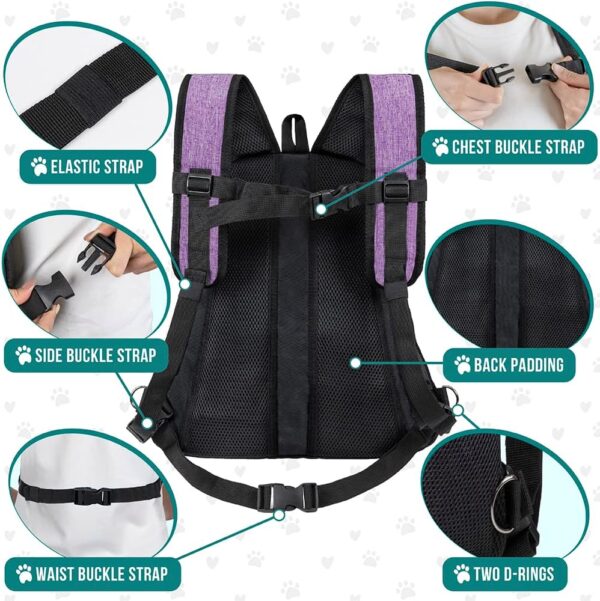 PetAmi Dog Front Carrier Backpack, Adjustable Dog Pet Cat Chest Carrier Backpack, Ventilated Dog Carrier for Hiking Camping Travel, Small Medium Dog Puppy Large Cat Carrying Bag, Max 15 lbs, Purple - Image 5