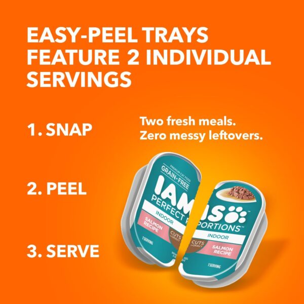 IAMS Perfect Portions Indoor Wet Cat Food with Salmon and Tuna Recipe Variety Pack, Easy Peel Twin-Pack Trays, Pack of 12 (24 Total Servings) - Image 13