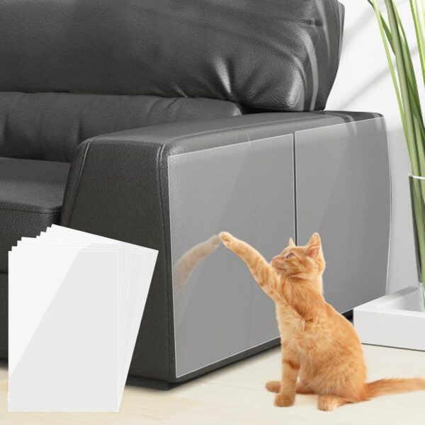 Cat Scratch Furniture Protector - Specially Designed for Leather Furniture, Clear Anti-Scratch Couch Protector for Cats, Sturdy & Easy to Remove, 8 Pack