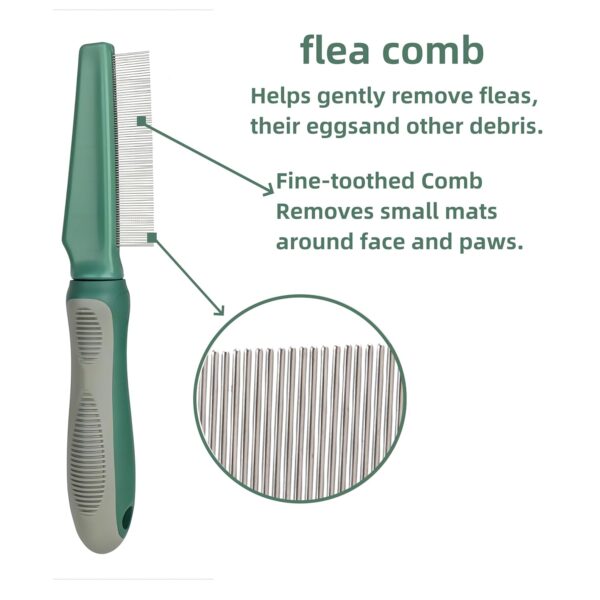 Flea Comb,Dog Comb Cat Comb Dog Hair Comb Pet Combs Pet Grooming Comb Flea Lice Comb Cat Grooming Supplies for Dog/Cat/Small Pets Rubber long handle - Image 3