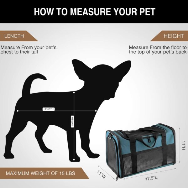 Cat Carrier - Portable Foldable Dog Pet Carrier, Soft-Sided Pet Bag up to 15 Lbs, Airline Approved Travel Puppy Carrier - Image 2