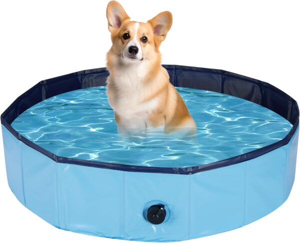 Ringling Dog Pool, Foldable Dog Swimming Pool Collapsible Dog Bathtub Portable Pet Bathing Tub for Pets Dogs Cats 31.5”x8”(S)