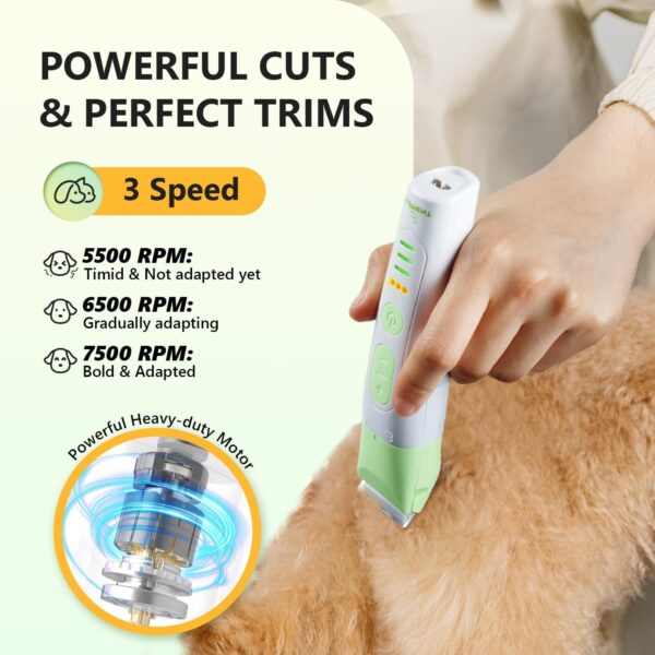 SUPRENT Dog Grooming Kit, 4 in 1 Quiet Pet Clippers for Grooming Supplies, Cordless Cat Paw Trimmer Dog Nail Grinder, Professional Long Hair Shaver Set for Cat Matted Hair and Small Dogs Thick Coats - Image 4