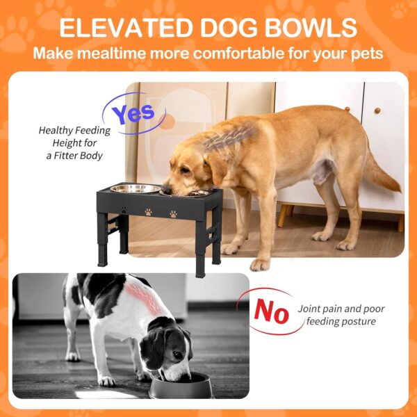 Elevated Dog Bowls 5 Height Adjustable with 2 Stainless Steel Dog Food Bowls Stand Non-Slip No Spill Dog Dish Raised Dog Bowl Adjusts to 3.1”, 9”, 10”, 11”, 12” for Medium Large Dogs - Image 5