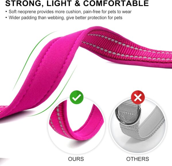 azuza Reflective Dog Collar,Soft Neoprene Padded Pet Collar with ID Tag Ring,Adjustable for Small Dogs,Hot Pink,S - Image 3