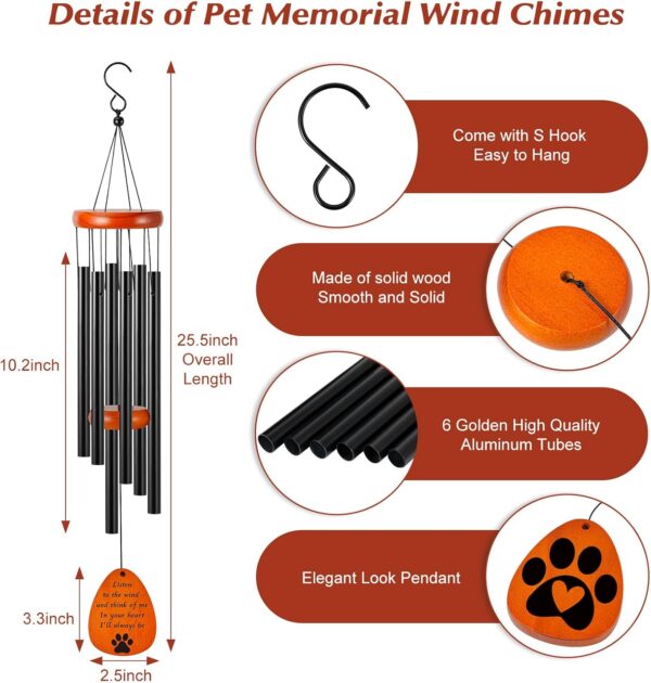 Dog Memorial Wind Chime, Loss of Dog Sympathy Gift, Pet Memorial Gifts for Dogs,Remembrance Gift, in Memory of Dog/Cat - Image 2