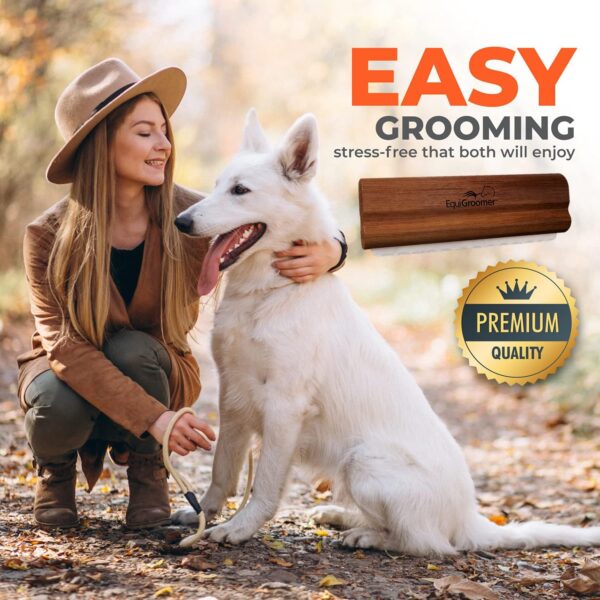 EasyGroomer Deshedding Brush for Dogs Cats| Natural Mahogany | Undercoat Tool for Large and Small Pets | Comb Removes Loose Dirt, Hair and Fur While | Perfect for Short and Long Hair Grooming Shedding - Image 4