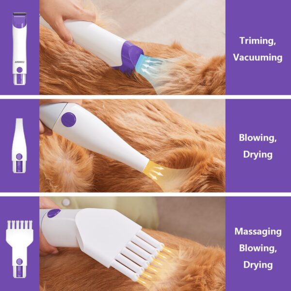 GROBELL Dog Blow Dryer & Grooming Vacuum Kit: 2.5L 16kPa Professional Dog Clippers Groomer for Pet Hair Tool Cat Trimmer for Long or Short Hair Dogs Shavers for Thick Coat Shedding Brush & Deshedding - Image 3