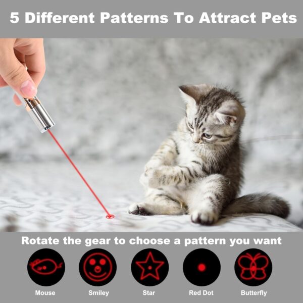 Cat Laser Pointer Toy, USB Rechargeable Cat Laser Toy, 3 Light Colors Cat Interactive Toys for Dogs, Cats, Pet Chase Toy for Fun Playing Training Exercise Indoors - Image 3