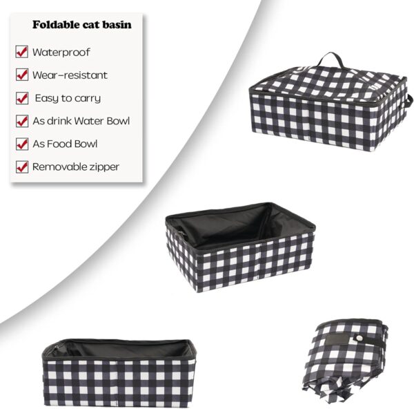 Portable Cat House Sets,Large Pop up Kennel Soft Pet Crates with Cat Carrier,Included Foldable Travel Little Box Pet Mattress Food Bowl 4 Stakes and Carrybag (BLACK&WHITE) - Image 8