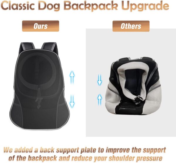 YUDODO Pet Dog Backpack Carrier Small Dog Front Carrier Pack Reflective Head Out Motorcycle Puppy Carrying Bag Backpack for Small Medium Dogs Cats Rabbits Outdoor Travel Hiking Cycling (M,Black) - Image 3