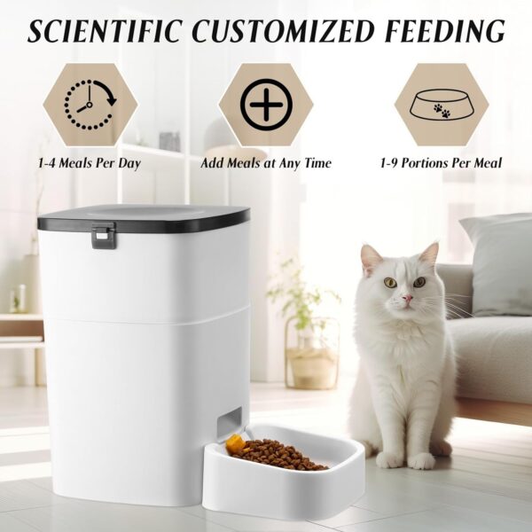 Hushee 2 Pcs Automatic Cat Feeder Timed Dog Food Dispenser 3l Dry Food Dispenser with Dual Power Supply Pet Feeder Programmable Portion Size Control 4 Meals Per Day Auto Cat Feeder - Image 4