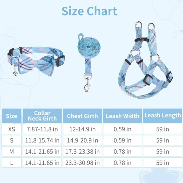 BINGPET Dog Harness Collar Leash Set,Adjustable No Pull Escape Proof Small Dog Harness,Classic Plaid Puppy Harness and Leash Set for Small Medium Large Dogs Training Easy Walk Running(Blue,M) - Image 4