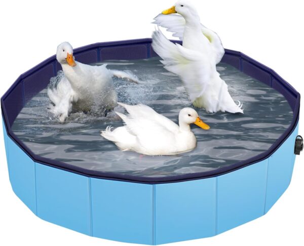 Juome Foldable Duck Swimming Pool, Portable Pond Pool for Ducks, Collapsible Hard Plastic Swimming Pool for Pets Dogs and Cats for Indoor and Outdoor