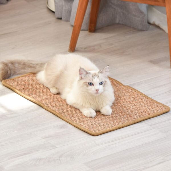 FUKUMARU Cat Scratcher Mat, 23.6 X 15.7 Inch Natural Sisal Cat Scratch Mats, Horizontal Cat Floor Scratching Pad Rug with Sticky Velcro Tapes, Protect Couch and Carpets - Image 9