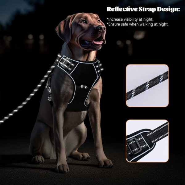 No Pull Dog Harness with Contrl Handle +5 Ft Heavy Duty Dog Leash Set,Adjustable & Reflective Dog Vest Harness for Small Medium Large Dog(Black,M) - Image 6