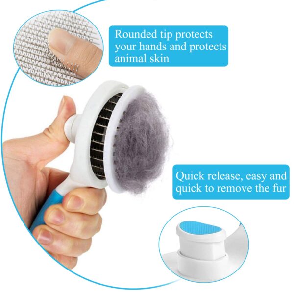 Cat Brush, Self Cleaning Slicker Brushes for Shedding and Grooming Removes Loose Undercoat,Mats Hair Grooming Brush for Cat Dog Massage-Self Cleaning - Image 3