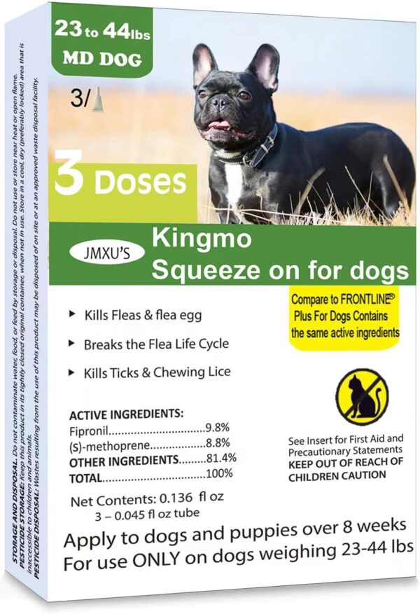 Flea and Tick Prevention for Dogs, Dogs Flea & Tick Treatment with Fipronil, Long-Lasting & Fast-Acting Topical Flea & Tick Control Drops (3 Doses, 23-44lbs)