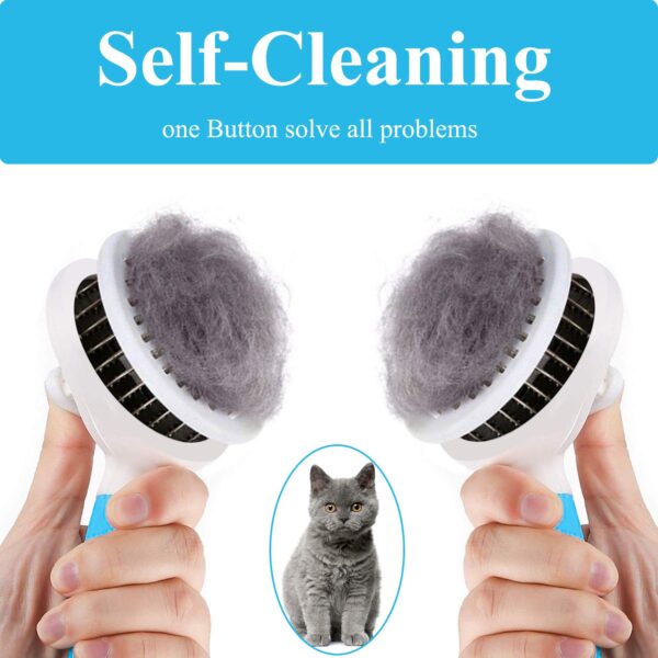 Cat Brush, Self Cleaning Slicker Brushes for Shedding and Grooming Removes Loose Undercoat,Mats Hair Grooming Brush for Cat Dog Massage-Self Cleaning - Image 6