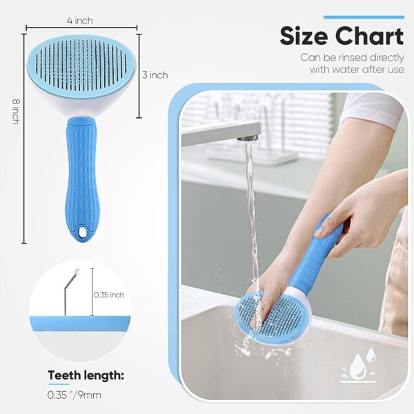 Cat Brush Self Cleaning Slicker Brush with Release Button, Dog Shedding Brush for Grooming, Cat Comb Pet Massage Tool Suitable for Long or Short Pet Hair Cleaner, Removes Tangles & Loose Fur - Image 4