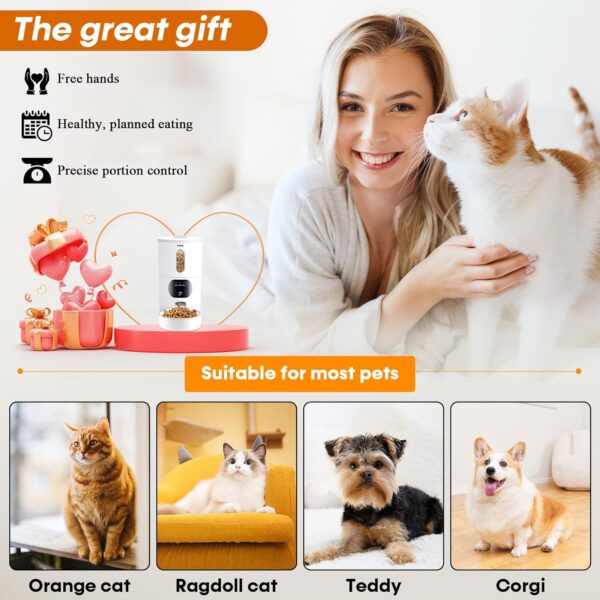 Automatic Cat Feeders Camera 5G: WiFi Easy to Clean Timed Smart Dog Food Dispenser 2-Way Audio Memory Function Pet Feeder HD 1080P Video Record APP Control Dry Food Clear Night Vision Yakry - Image 9