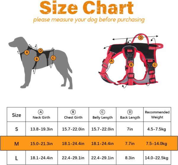 Escape Proof Dog Harness Medium Sized Six Point Adjustable, Soft Padded Full Body No Pull Dog Harness and Leash Set, Reflective Dog Vest Harness with Handle, Dog Harness for Medium Size Dog（Black, M - Image 2