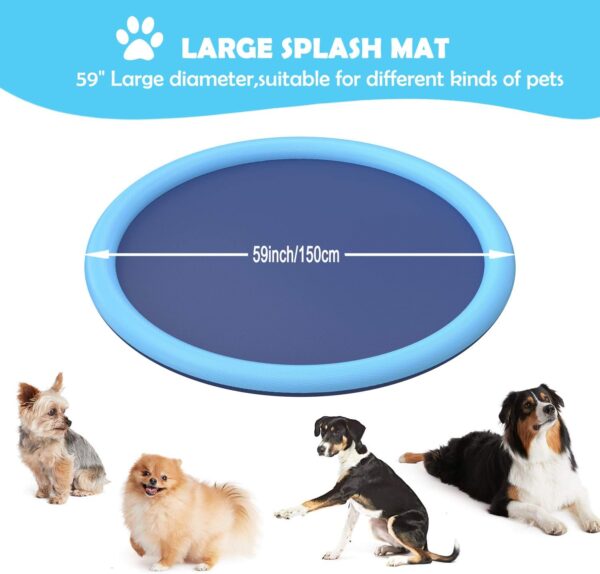 Splash Sprinkler Pad for Dogs Kids,59’’ Thicken Dog Pool with Sprinkler,Pet Outdoor Play Water Mat Toys for Dogs Cats and Kiddie - Image 2