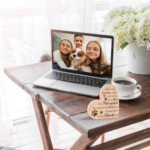 Pet Memorial Gifts Wooden Dog Memorial Gifts Memorial Gifts for Loss of Dog Cat Sympathy Condolence Gifts Heart Shaped Wood Sign When Tomorrow Starts Without Me Wooden Plaque Table Desk Decor(Brown) - Image 5