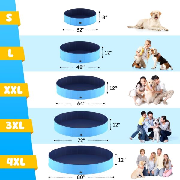 Niubya Foldable Dog Pool, Collapsible Hard Plastic Dog Swimming Pool, Portable Bath Tub for Pets Dogs and Cats, Pet Wading Pool for Indoor and Outdoor, 80 x 12 Inches - Image 4