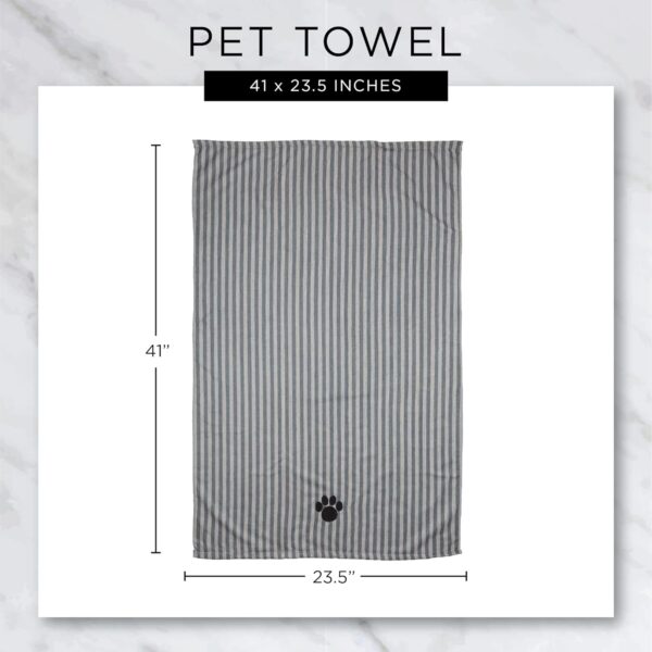 Bone Dry Pet Grooming Towel Collection Absorbent Microfiber X-Large, 41x23.5", Striped Black - Image 8