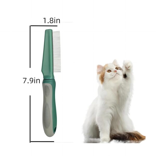 Flea Comb,Dog Comb Cat Comb Dog Hair Comb Pet Combs Pet Grooming Comb Flea Lice Comb Cat Grooming Supplies for Dog/Cat/Small Pets Rubber long handle - Image 5