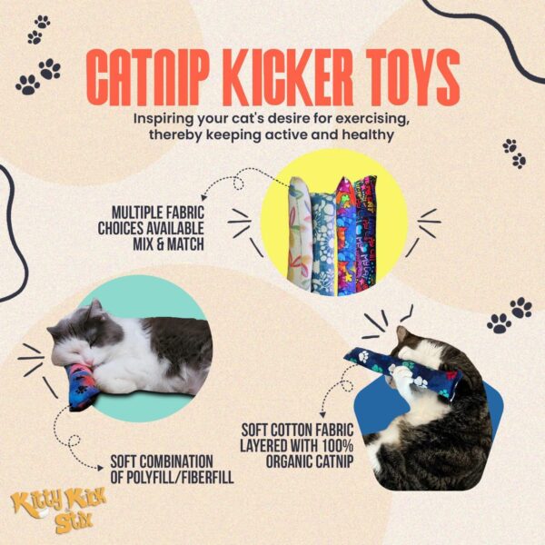 Kitty Kick Stix 11" Original Catnip Kicker Toy (Set of 2), Handmade in USA by Cat Lovers, Interactive Natural Cat & Kitten Toy, Packed with 100% Potent Catnip for All Breeds - Image 2