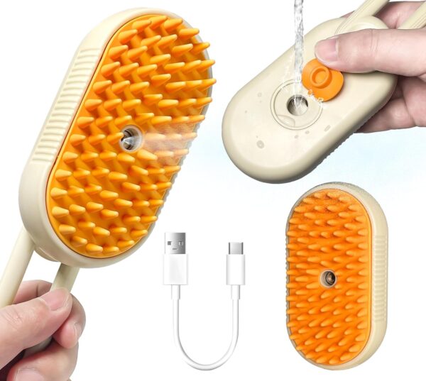 Spray Cat Brush for Shedding - Cat/Dog Steam Brush, Cat Bath Brush, Pet Steam Brush, Cat Brush with Water - Pet Spray Hair Comb, Cat Hair Brush with Steamer (brown)