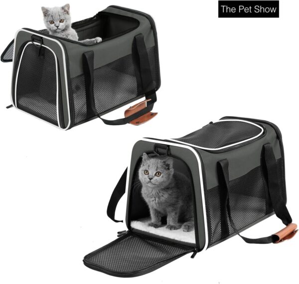 Airline Approved Pet Carriers,Soft Sided Collapsible Pet Travel Carrier for Medium Puppy and Cats Medium Brown - Image 3