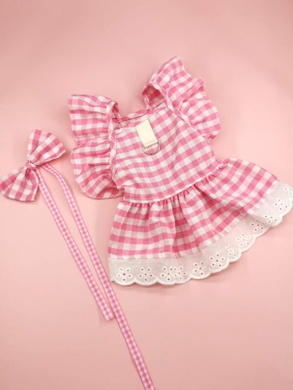 QWINEE Cute Dog Dress Ruffle Trim Cat Lace Princess Dresses with Bow Decor Puppy Tutu Skirt Holiday Party Costume Outfit for Small and Medium Cats Dogs Kitten Pink A X-Small - Image 2